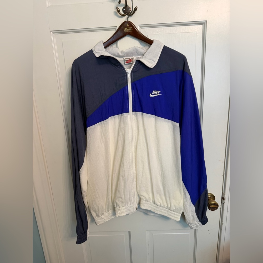 Vintage Nike Colorblock Lightweight Track Suit in White, Royal Blue & Dark Gray